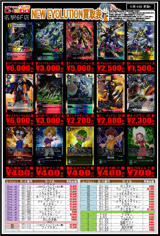 デジモンカード買取情報！！ / 名駅6F店の店舗ブログ - カードラボ