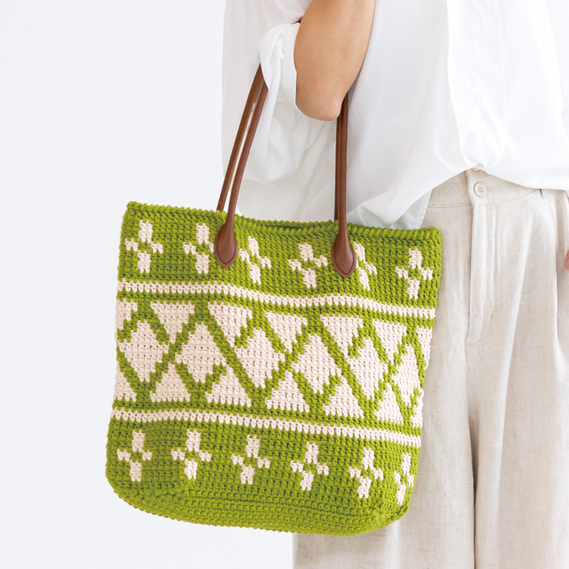 221S-03 編み込み模様のトートバッグ 575 NEWあみーコットン（細
