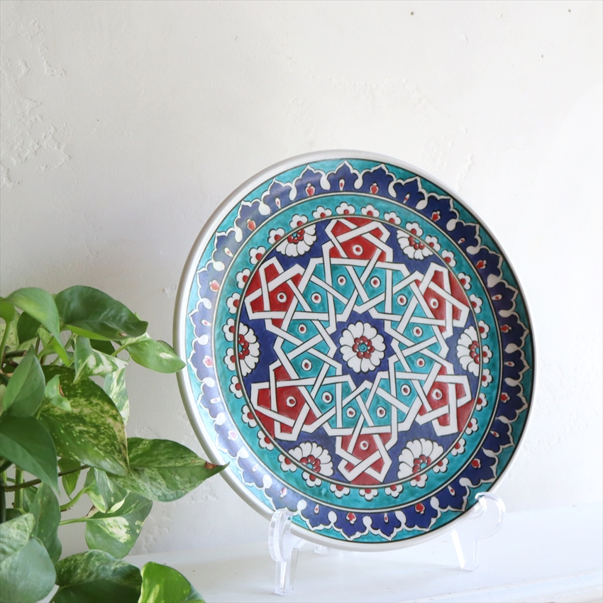 手書き絵皿 トルコ ミュージアムピース幾何学模様 セルチュクデザイン