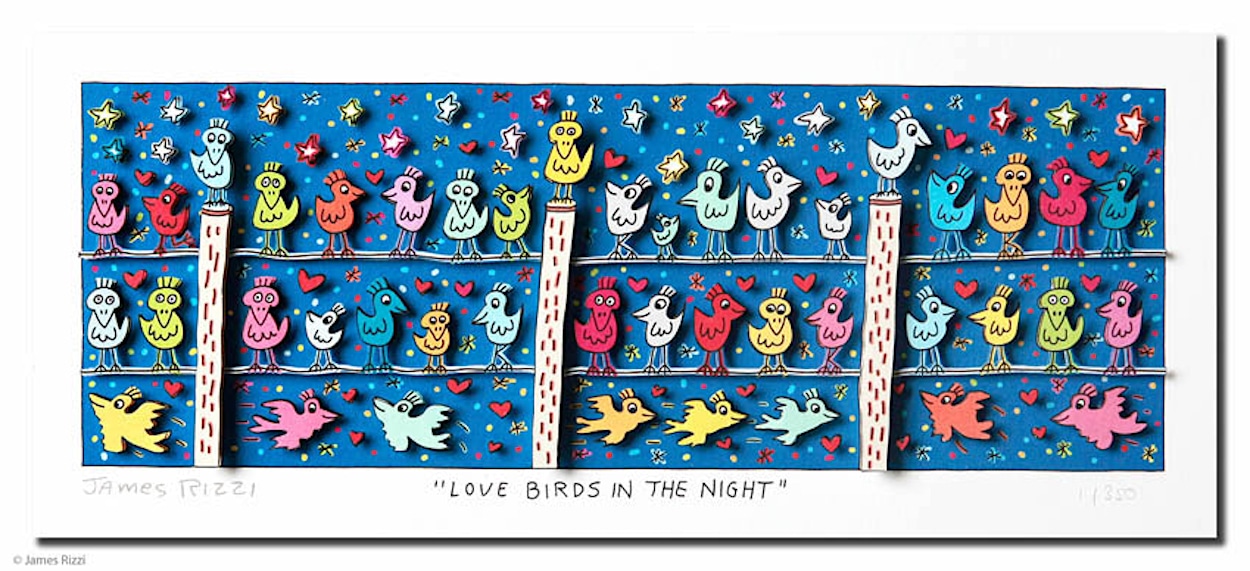 James Rizzi Love birds in the night - Galerie Hunold