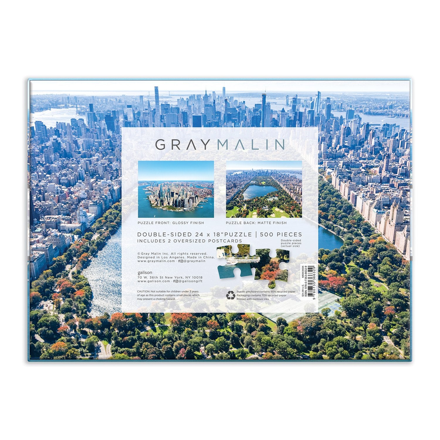 Gray Malin New York City 500 Piece Double Sided Puzzle | Galison