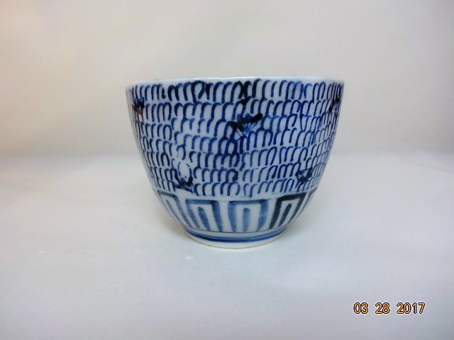 古美術・古伊万里・猪口古伊万里染付みじん唐草紋ソバ猪口 茶道具