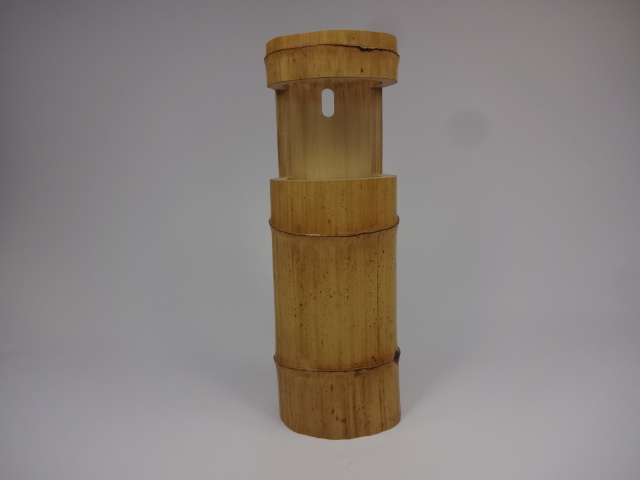 茶道具 花入シボ竹 三ッ節竹一重花入 宗秦作 茶道具・古道具・古美術