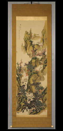 青緑山水」 尺八寸 河野 秋邨(こうの しゅうそん)(愛知県) | 掛け軸