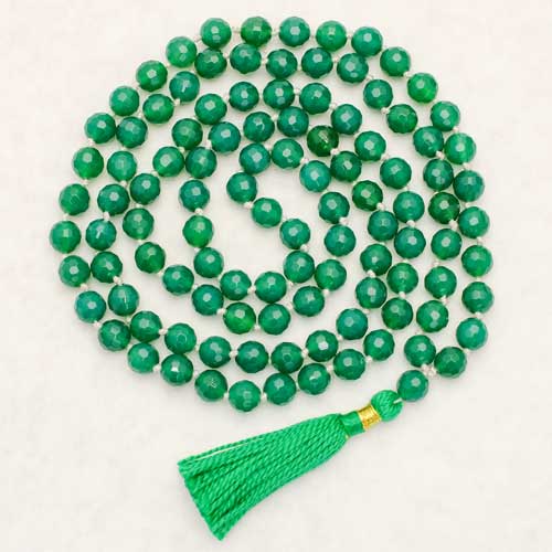 グリーンオニキス（緑瑪瑙）数珠 | ガネーシャ神と開運グッズ