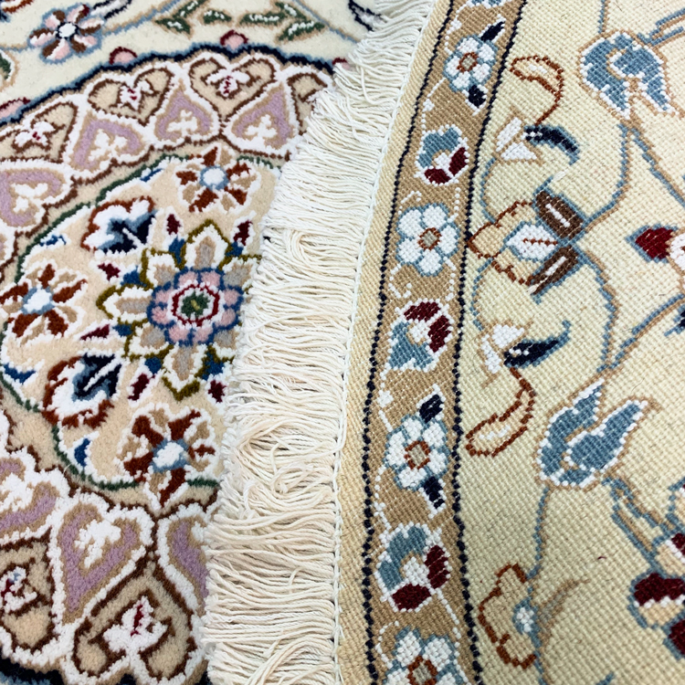 40593 ペルシャ絨毯 ナイン 手織り円形 82×82 | じゅうたん売場