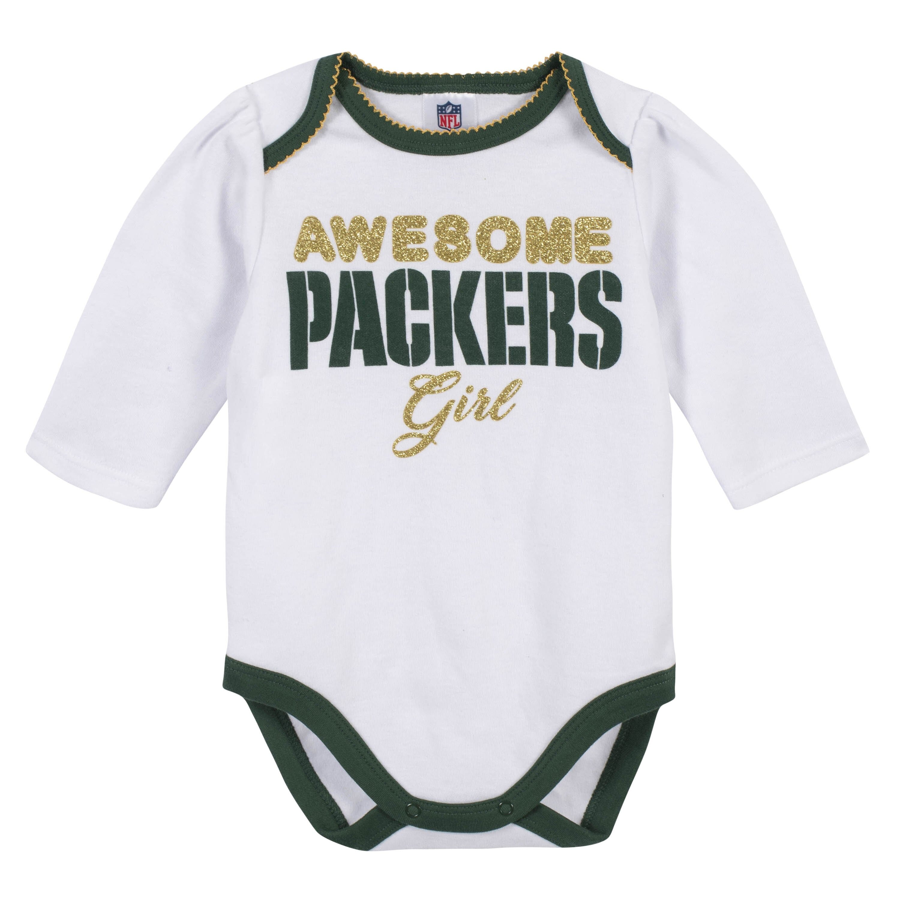 3-Piece Baby Girls Green Bay Packers Bodysuit, Footed Pant, and