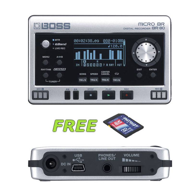 BOSS Micro BR BR-80 Digital Recorder w 32GB SD Card
