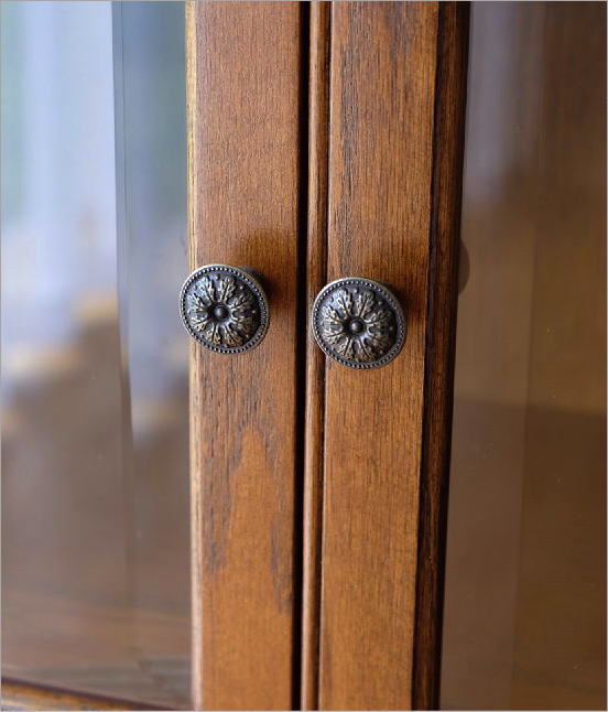 食器棚 カップボード キャビネット ガラス扉付き 木製 アンティーク