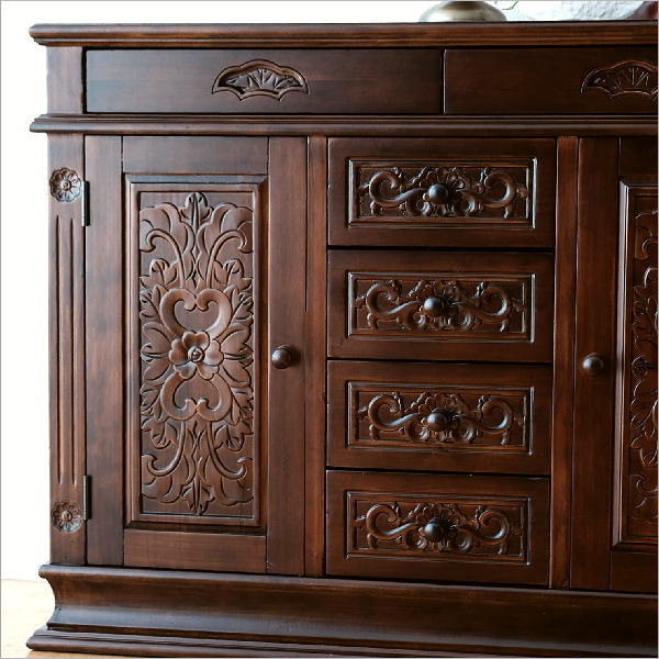 サイドボード アンティーク調 キャビネット リビングボード 木製 扉