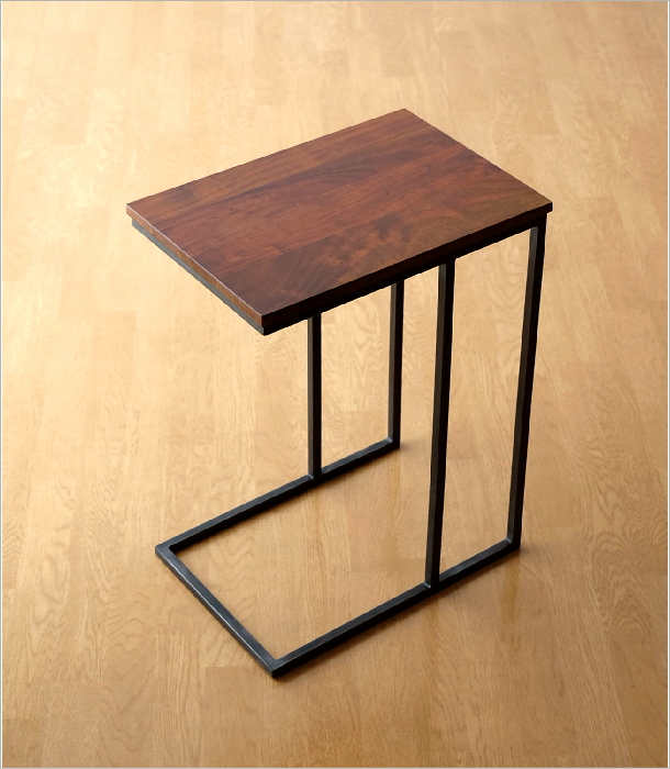 サイドテーブル 木製 アイアン コの字型 ソファーサイドテーブル