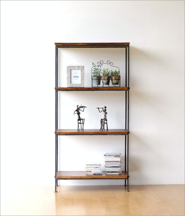 シェルフ 木製 アイアン 本棚 おしゃれ シンプル アジアン 飾り棚