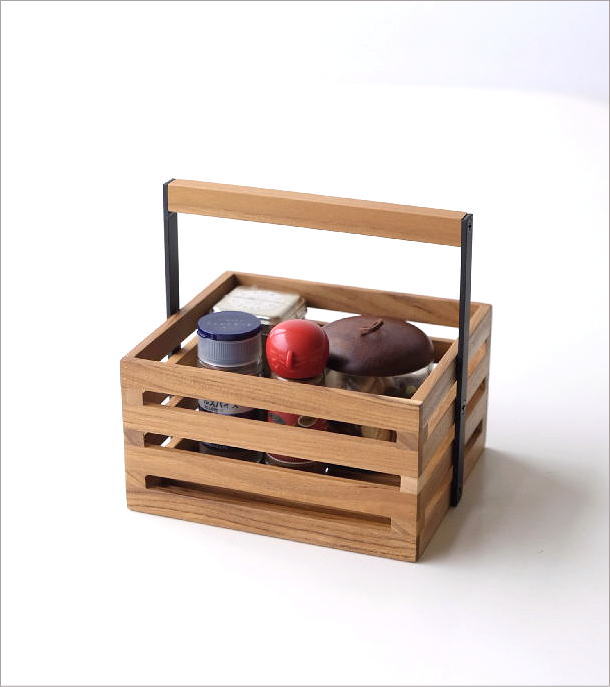 ツールボックス 木製 おしゃれ チーク ウッド アイアン 小物入れ