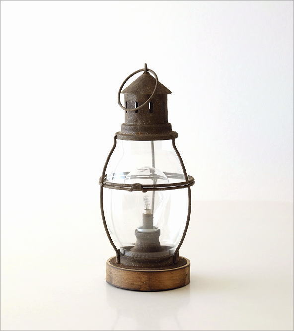ランプ ランタン LED ヴィンテージ アンティーク アイアン ガラス