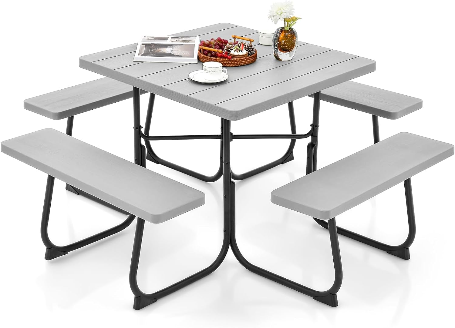 Giantex Picnic Table Set for 4-8 Persons, Outdoor Table and Bench