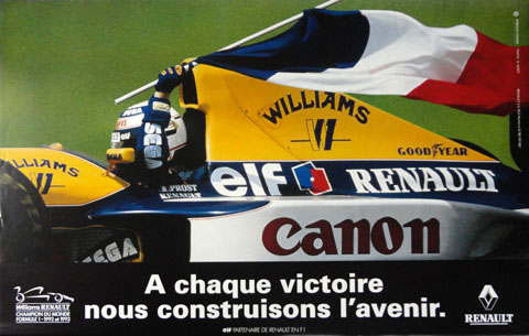 1993 A.プロスト ウィリアムズ ルノー チャンピオン記念ポスター F1の
