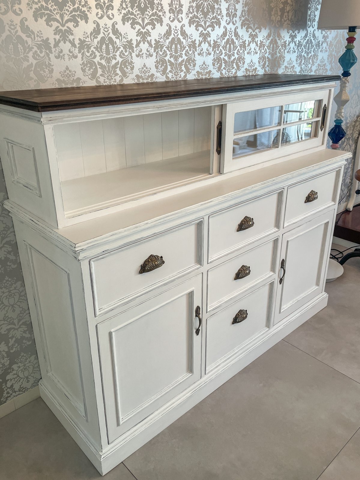 フランスアンティーク調ガラスキャビネットW1400＠東京大阪名古屋の