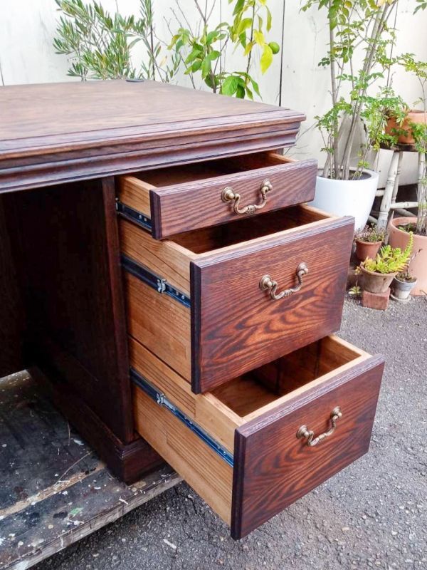 オークアンティークデスクW1000片袖デスクのオーダーメイド@大阪東京