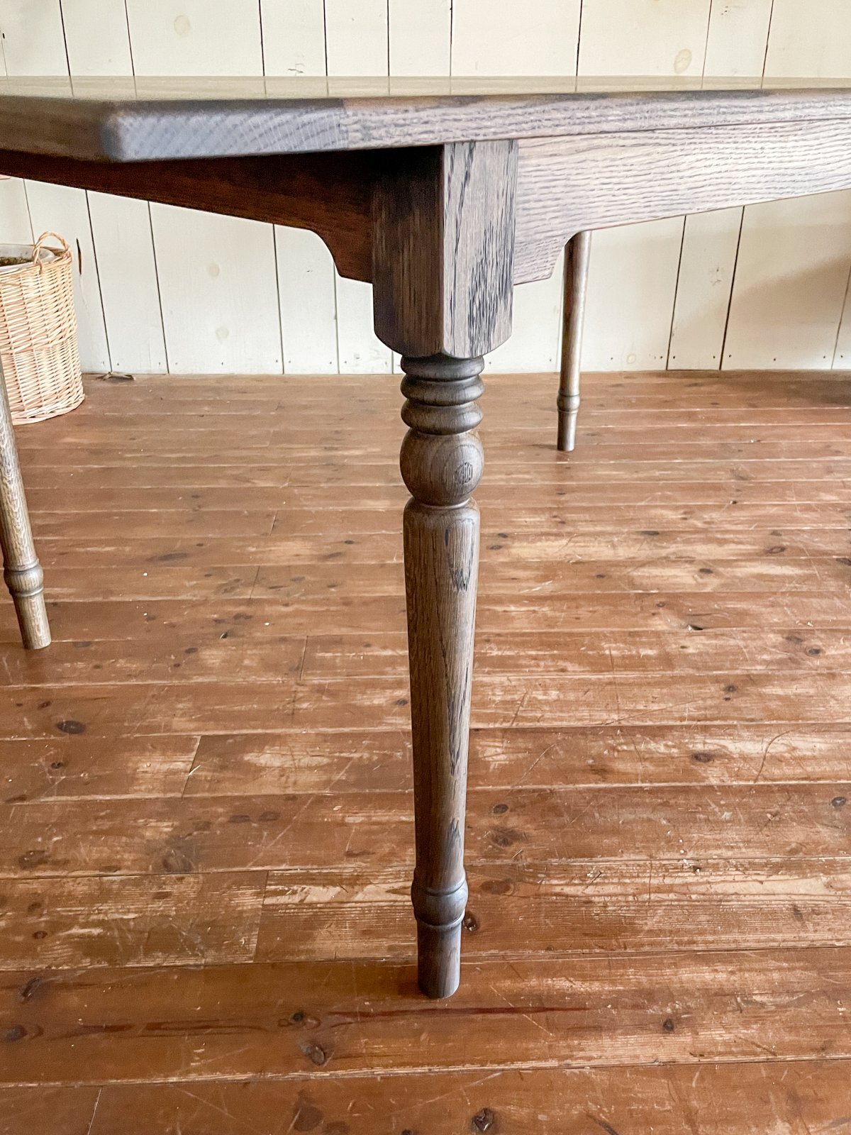 ホワイトオークダイニングテーブルチャコールグレーW1600×D900特注