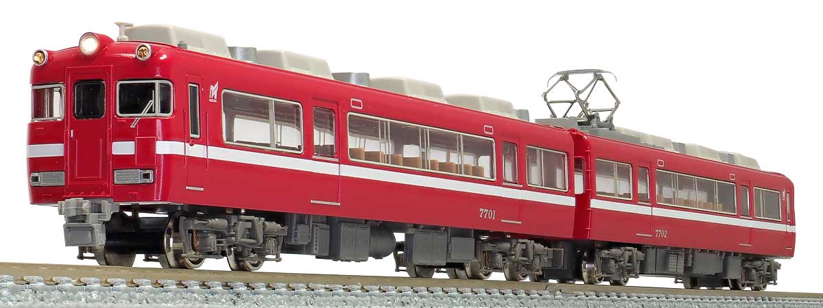 30350＞名鉄7700系白帯車（妻面窓付き）基本2両編成セット（動力付き