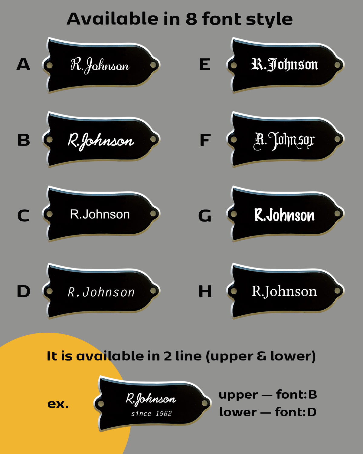 名入れ彫刻 レスポール・汎用タイプ 2点止め トラスロッドカバー