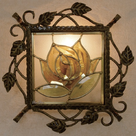 送料無料】ステンドグラス アイアンフレーム アートデザインガラス