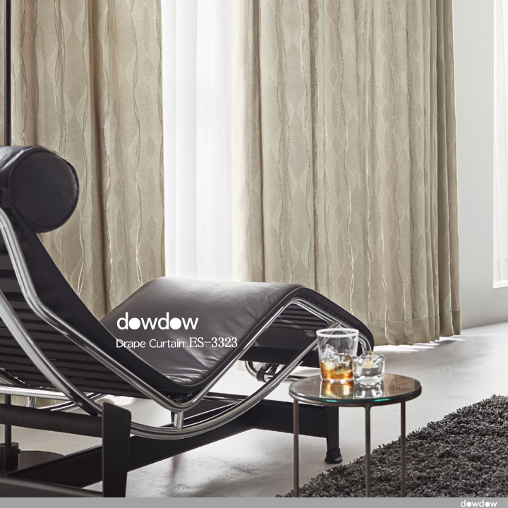 シンプルモダン】サテン調の波柄の遮光カーテン＆シェード【ES-3323