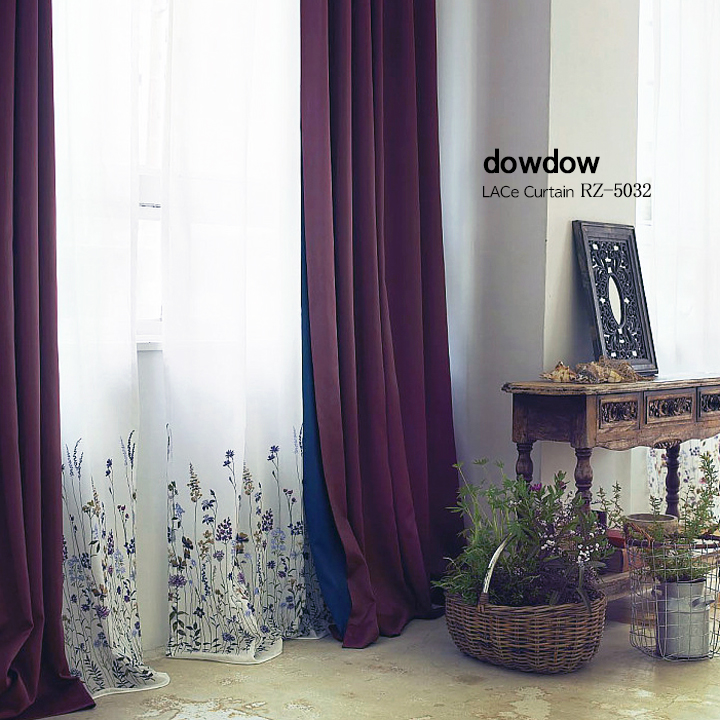 アメリカン クラシック】カラフルな花の刺繍のレースカーテン【RZ-5032