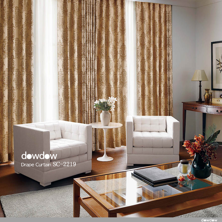 アンティーク*クラシック】サテンのダマスク柄のドレープカーテン【SC