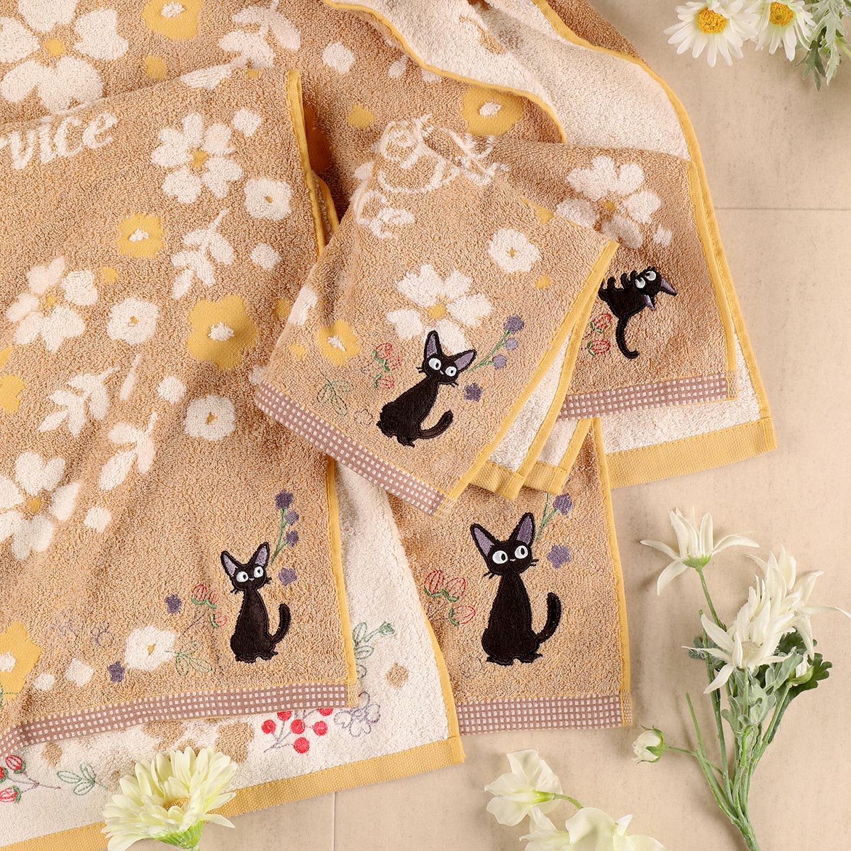 魔女の宅急便 ｢セピアフラワー｣ ウォッシュタオル | どんぐり共和国