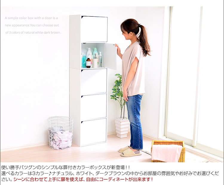 扉付きカラーボックス 5ivox フィボックス - 家具専門店どあどあ(西山商店)