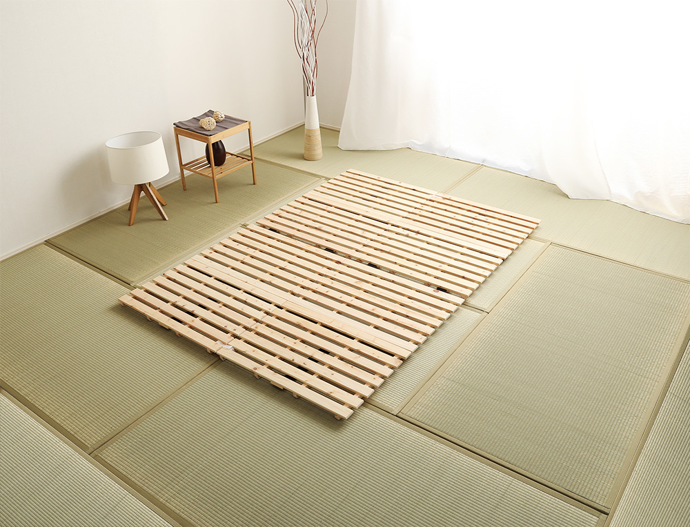 二つ折りタイプ 檜すのこベッド 涼風 (ダブル) - 家具専門店どあどあ