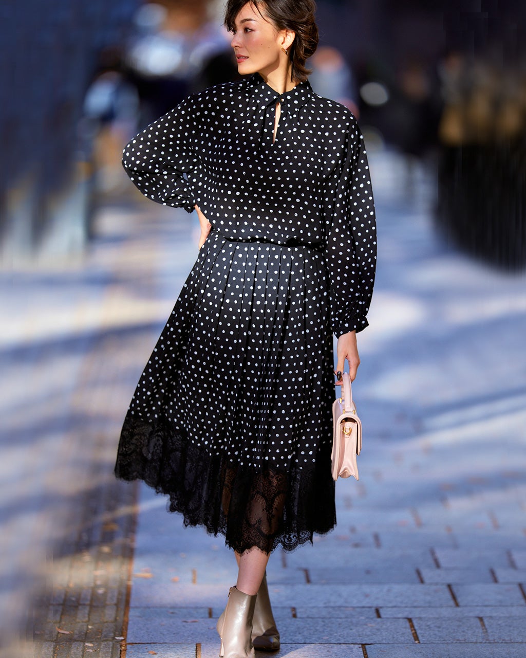 ポルカドット・ジョーゼットスカート/DoCLASSE