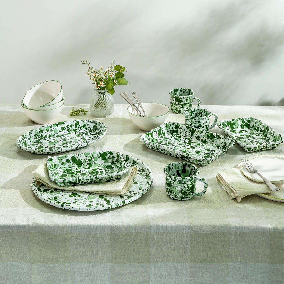 Splatter Small Rectangular Dish Green Enamel | Daylesford