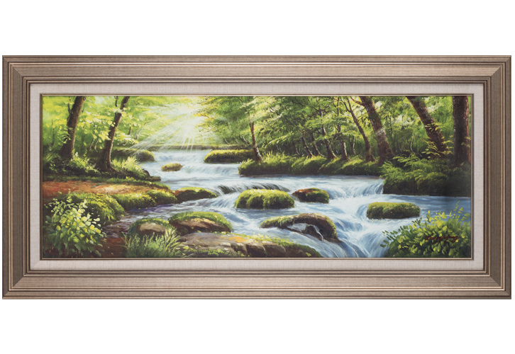 125.「新緑の奥入瀬」髙橋一善 油絵 【公式通販】