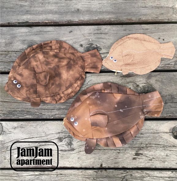 jam jam apartment☆ヒラメとカレイのポーチMサイズ(型紙／仕様書あり