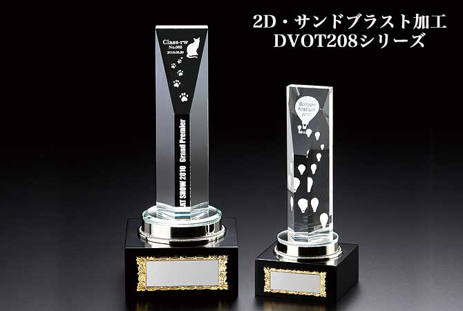 表彰記念盾 光学ガラス製2D加工記念盾 DVOT208_2Dシリーズ（高さ200