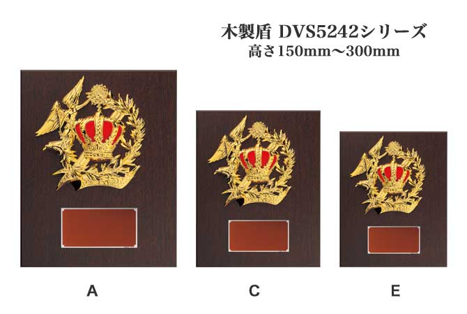 木製記念盾【表彰記念楯】 DVS5242シリーズ（サイズ：高さ150mm～300mm