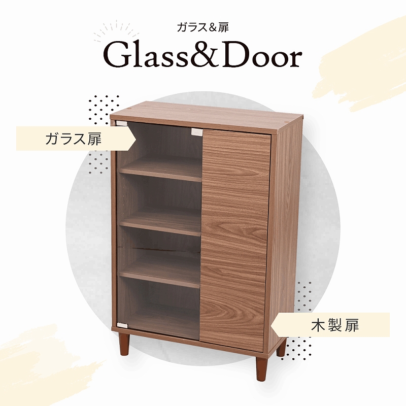 キャビネット ガラスキャビネット 北欧 ガラス扉 FSI-0004-BKBR JK