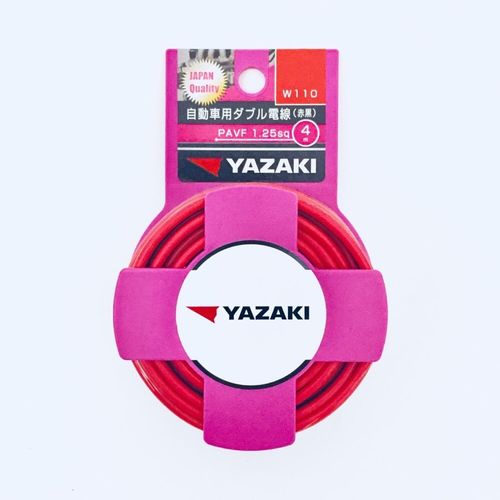 矢崎 自動車用ダブル配線 1.25赤黒 W110 YAHATA 配線コード 赤黒