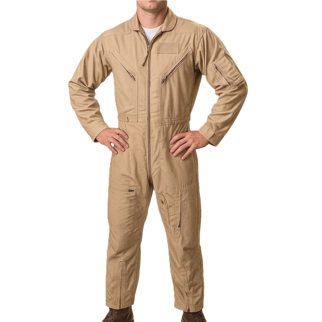 US Military CWU 27P Nomex Flight Suit: USGI Tan Flyer Coveralls
