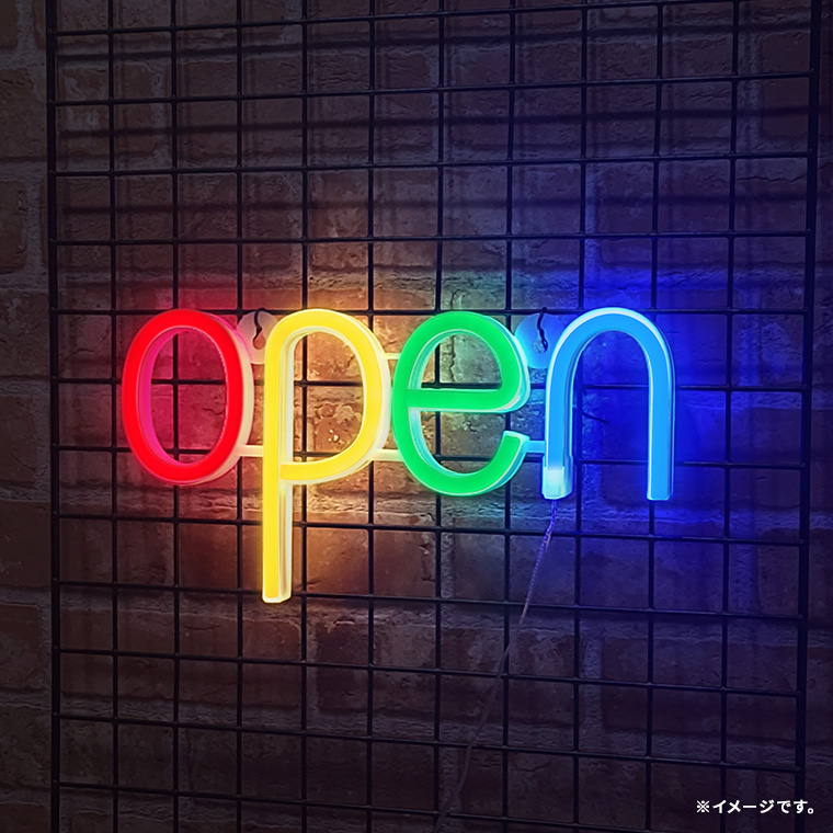 LED ネオンサイン オープン OPEN 開店 USB 電池 2way電源 ネオンライト