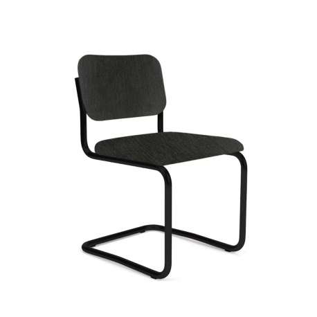 Cesca Chair–Armless, Upholstered Seat & Back, Moss, Onyx frame