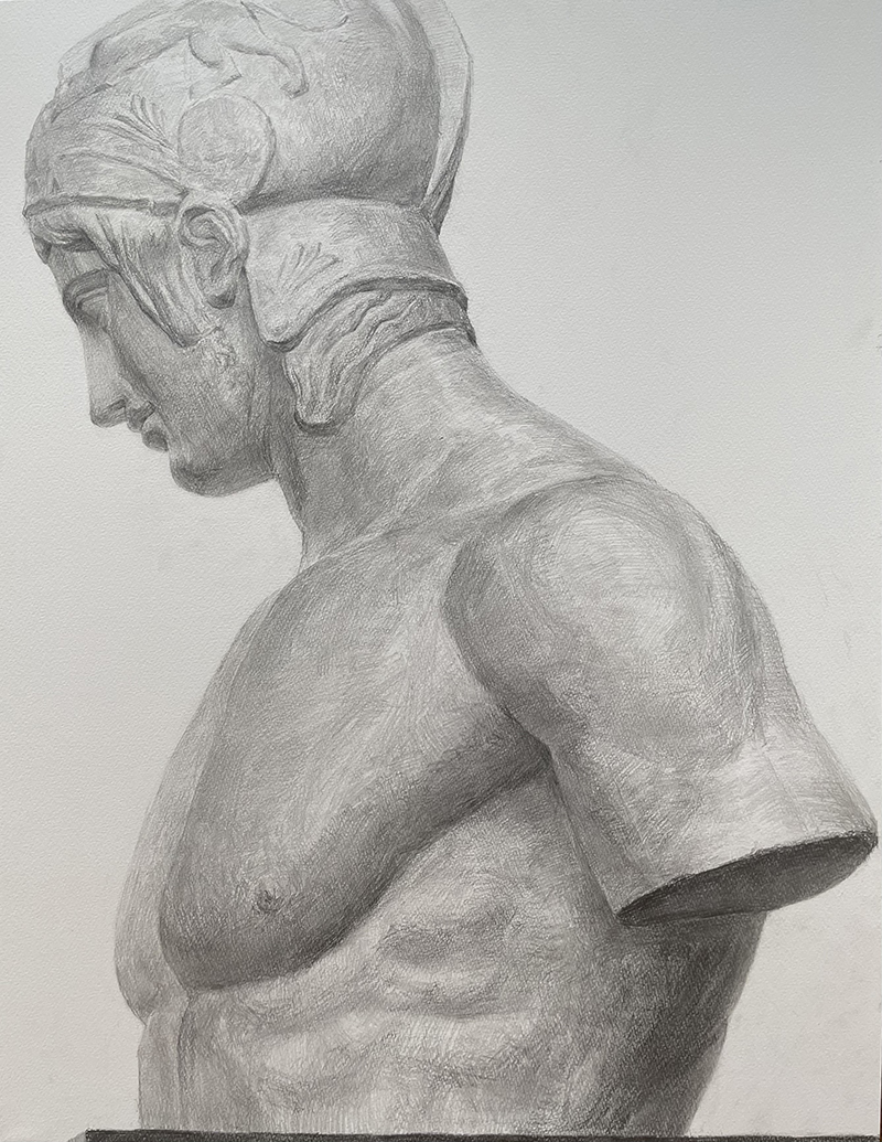 投稿399:石膏像「マルス胸像」のデッサン 「熱血！デッサン塾