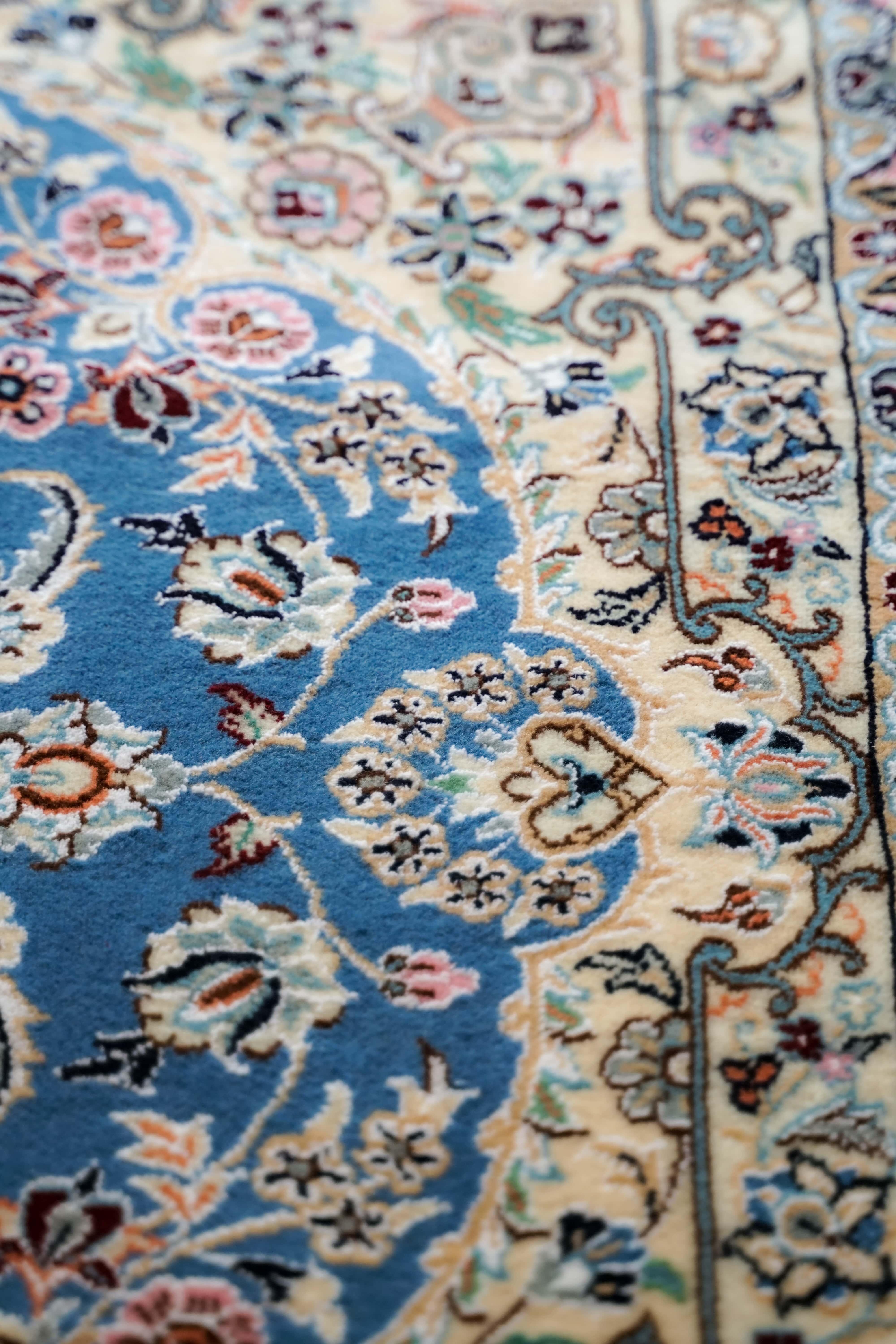 ペルシャ絨毯 ナイン産 青 9la 高級ウール 152×105cm – Decorworks