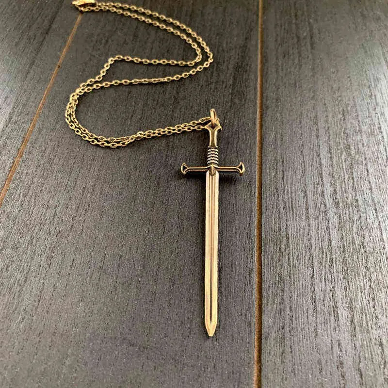 G1206 Sword Necklace Highlander Bronze Katana Pendant Brass