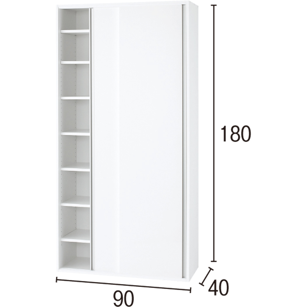 光沢仕様 引き戸壁面収納本棚 幅90奥行40高さ180cm ディノスANAmall店