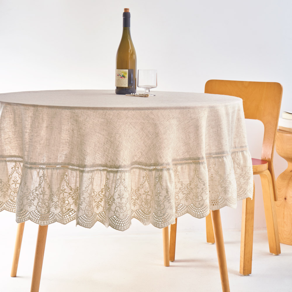 はっ水加工刺しゅうのテーブルクロス 円形 径150cm 通販 - ディノス
