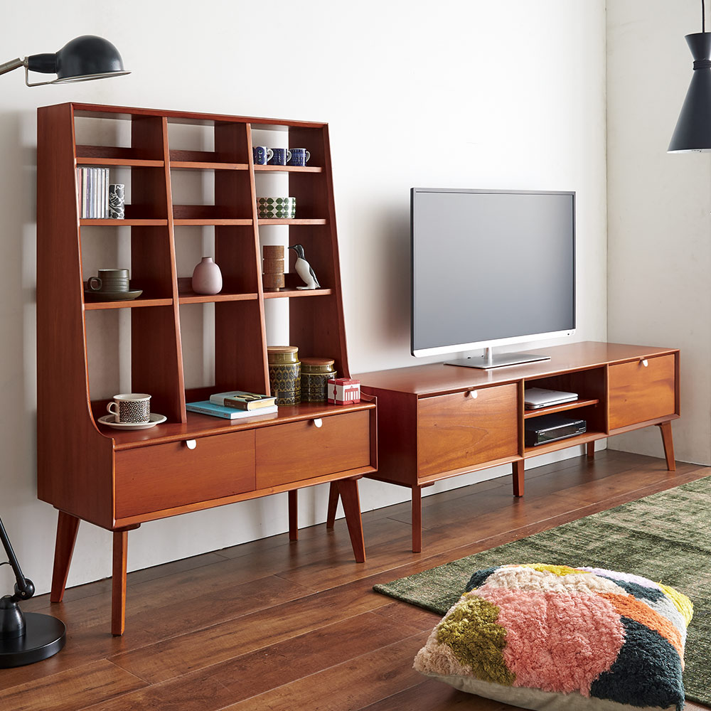 テレビ台 幅150高さ46cm 【北欧ヴィンテージ風Vカットデザインシリーズ