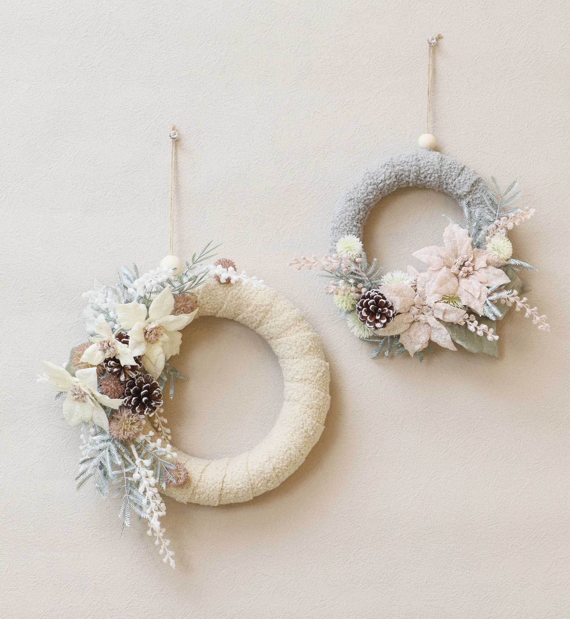 7 クリスマス ナチュラルモコモコリース ｜横浜ディスプレイミュージアム